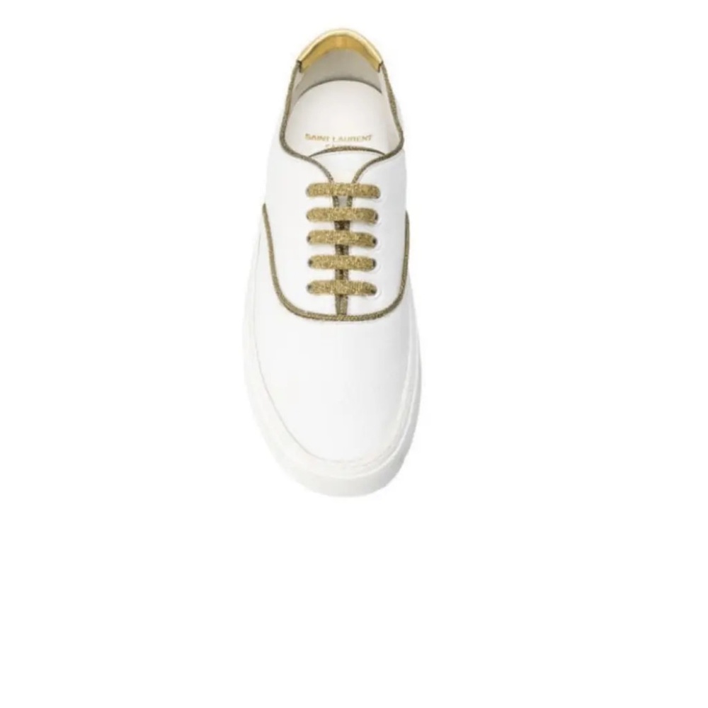 Saint Laurent White and Gold Sneakers - Picture 8 of 10